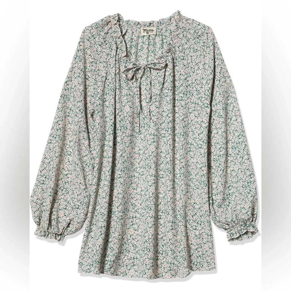 Show me your Mumu Charlene peony please tunic top pink green floral xsmall